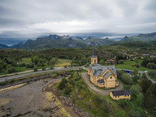 Image showing Vagan church on Lofoten islands