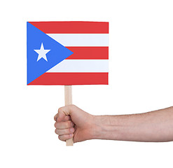 Image showing Hand holding small card - Flag of Puerto Rico