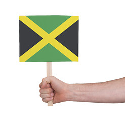 Image showing Hand holding small card - Flag of Jamaica