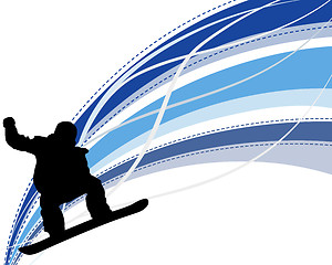 Image showing Jumping Snowboarder Silhouette