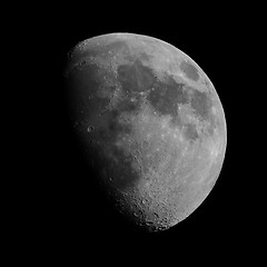 Image showing Black and white Gibbous moon