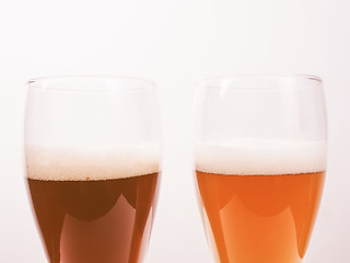 Image showing Retro looking Two glasses of German beer