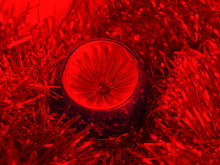 Image showing Christmas bauble and tinsel