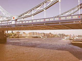 Image showing Retro looking Tower Bridge in London