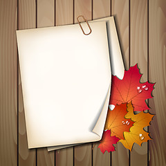 Image showing Paper sheet with autumn leaves