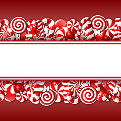 Image showing Sweet banner with red and white candies. 