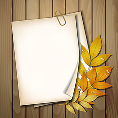 Image showing Paper sheet with autumn leaves