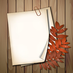 Image showing Paper sheet with autumn leaves