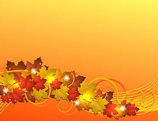 Image showing Flying autumn leaves background