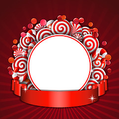 Image showing Frame with red and white  candies.