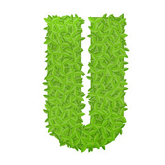 Image showing Uppecase letter U consisting of green leaves