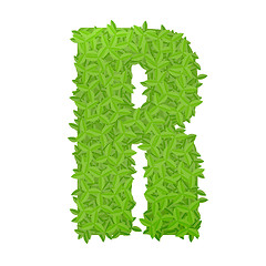 Image showing Uppecase letter R consisting of green leaves