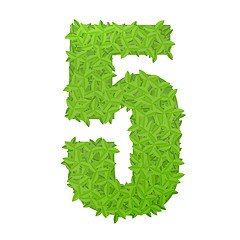 Image showing Number 5 consisting of green leaves