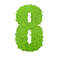 Image showing Number 8 consisting of green leaves