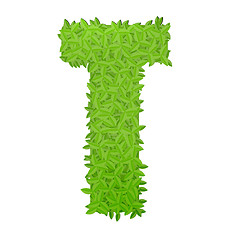 Image showing Uppecase letter T consisting of green leaves