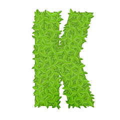Image showing Uppecase letter K consisting of green leaves