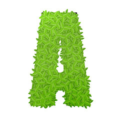 Image showing Uppecase letter A consisting of green leaves
