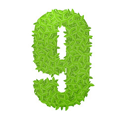 Image showing Number 9 consisting of green leaves