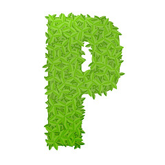 Image showing Uppecase letter P consisting of green leaves