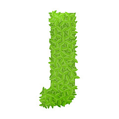 Image showing Uppecase letter J consisting of green leaves