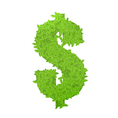 Image showing Dollar sign consisting of green leaves