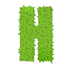 Image showing Uppecase letter H consisting of green leaves