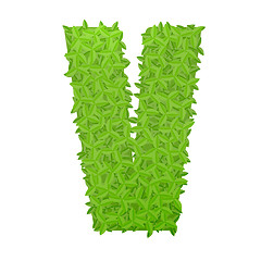 Image showing Uppecase letter V consisting of green leaves