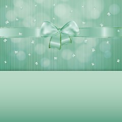 Image showing green gift card with ribbon and confetti