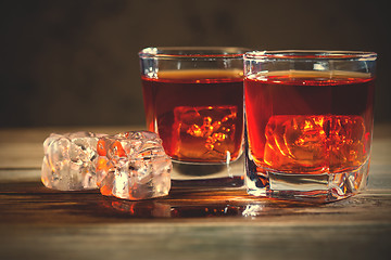 Image showing good old whiskey with ice