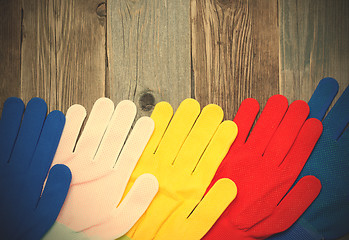 Image showing multicolored construction gloves