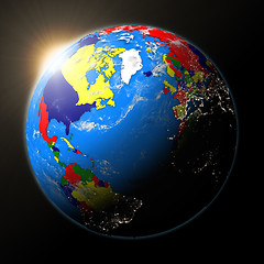 Image showing Sun over North America on planet Earth