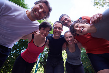 Image showing jogging people group have fun