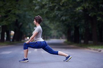 Image showing woman  stretching before morning jogging