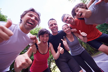 Image showing jogging people group have fun