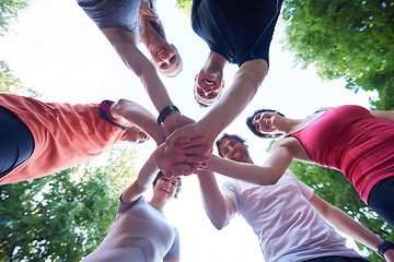 Image showing jogging people group have fun