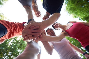 Image showing jogging people group have fun