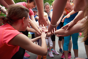 Image showing jogging people group have fun