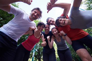 Image showing jogging people group have fun