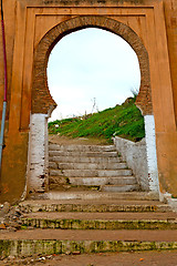 Image showing old door in morocco africa ancien and wall ornate green