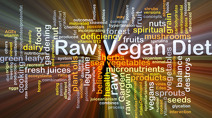 Image showing Raw vegan diet background concept glowing