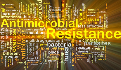 Image showing Antimicrobial resistance background concept glowing