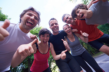 Image showing jogging people group have fun