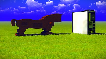 Image showing Trojan horse & computer
