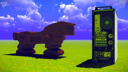 Image showing Trojan horse & computer