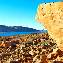 Image showing lake  in    valley  morocco  africa the atlas dry mountain utili