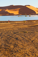 Image showing sunshine in the lake yellow   morocco      dune