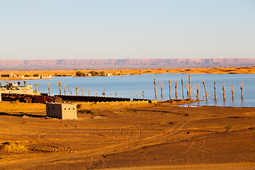 Image showing sunshine in the lake   desert  and     dune