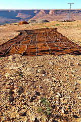 Image showing carpet  in   valley  morocco   atlas dry mountain utility pole 