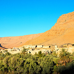 Image showing construction  in    valley  morocco    africa the atlas dry moun