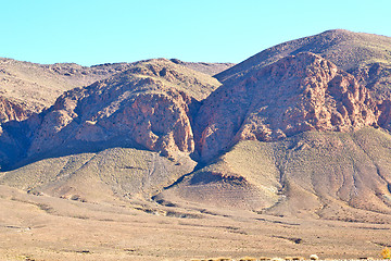 Image showing bush  in    valley  morocco     atlas dry mountain  